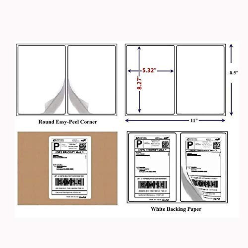 Half Sheet Laser Inkjet Labels 5-1/2×8-1/2 1000 Count Rounded Corner Shipping