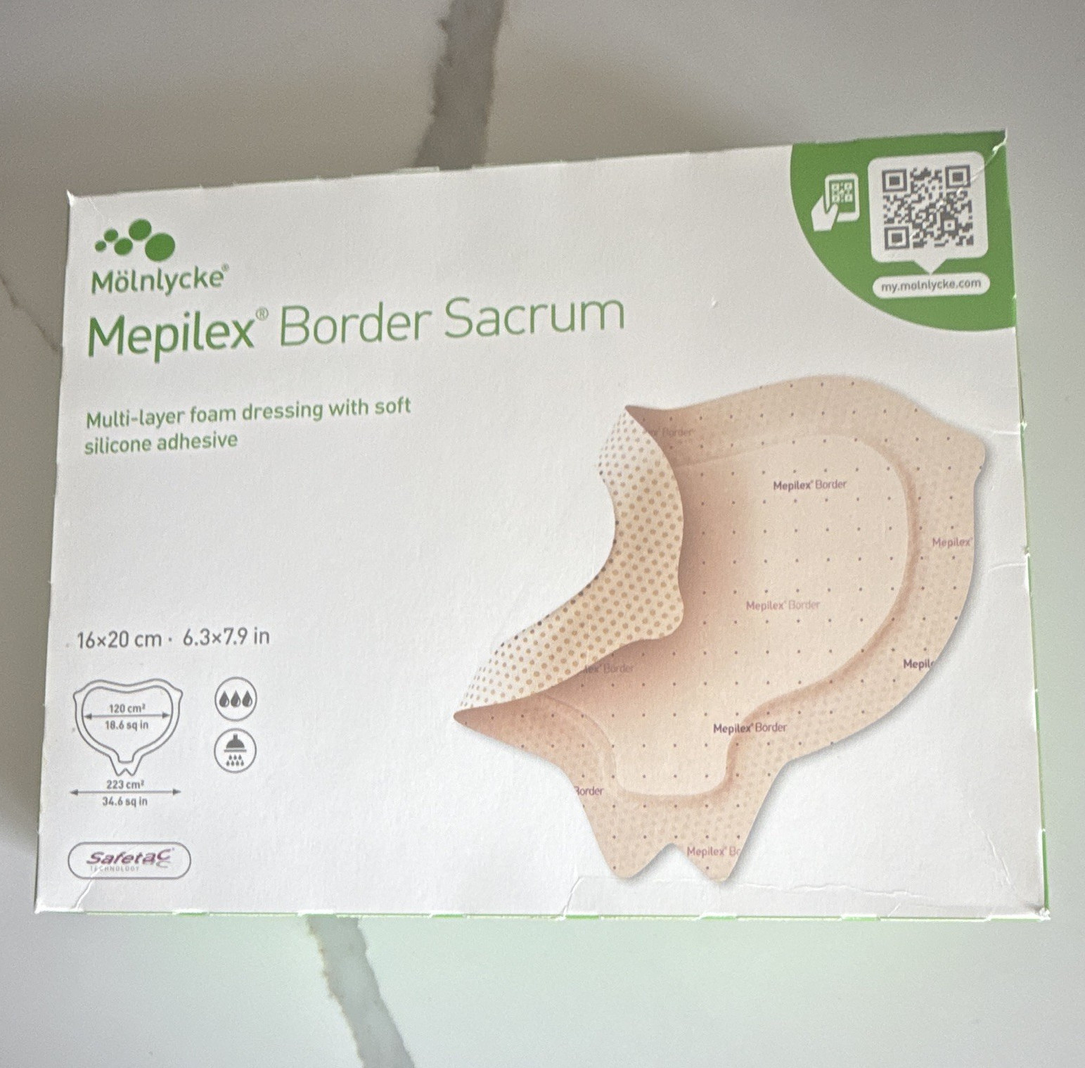 Mölnlycke Mepilex Border Sacrum Foam Dressing 16x20cm 10pcs MPN 282055