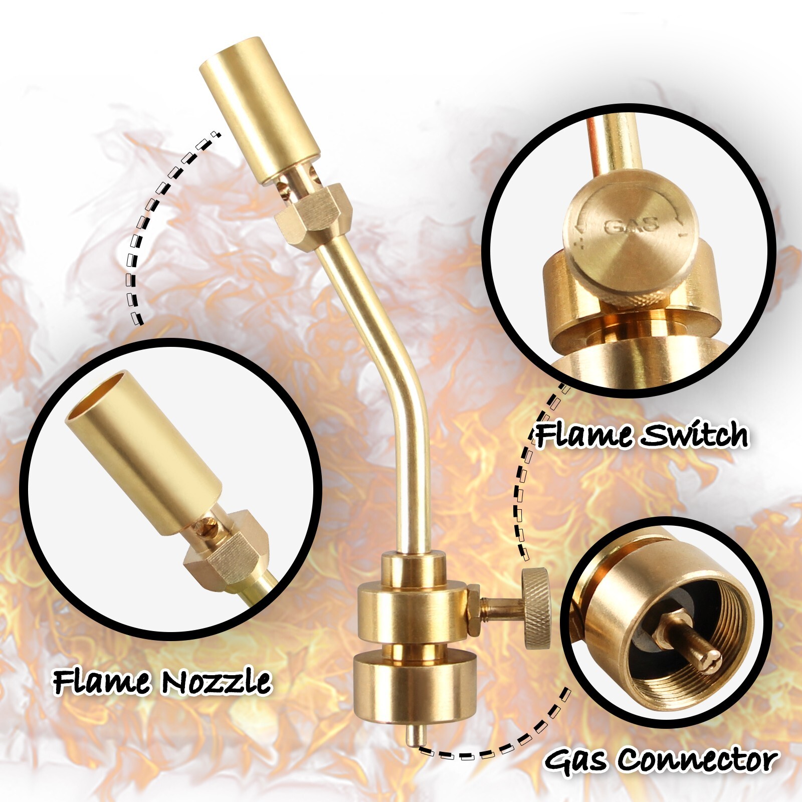Propane Torch Head Full Metal Brass Propane Gas Welding Torch Soldering
