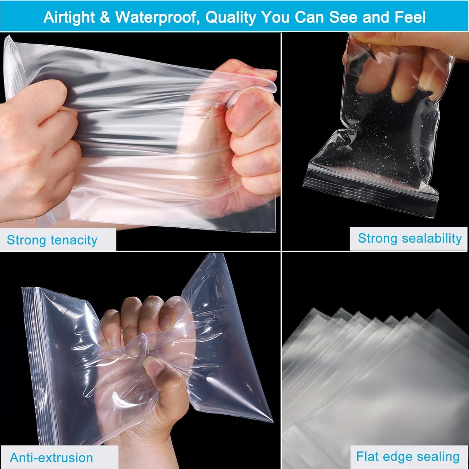 3”x 4″, 100 pcs 2 mil Clear Plastic Reclosable Zip Zipper Lock Jewelry Bags