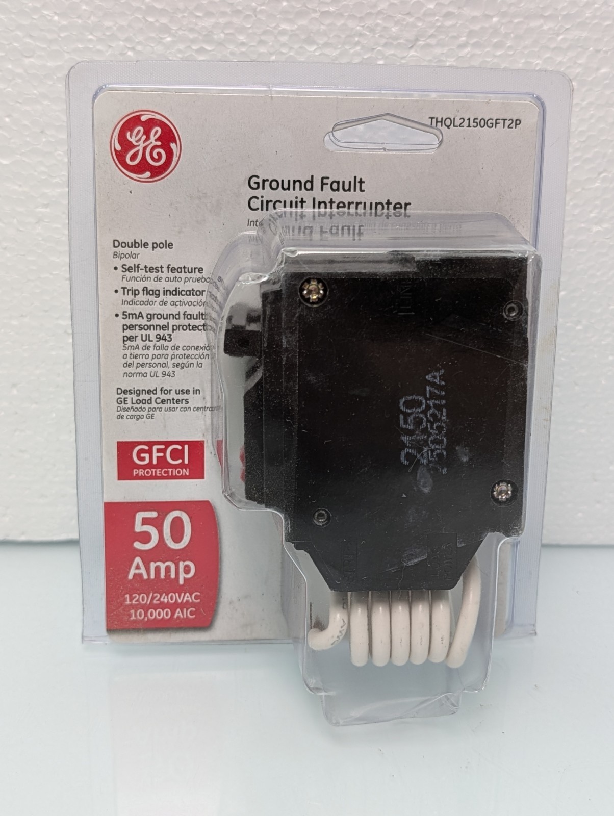 GE 50 Amp 240-Volts Double Pole Ground Fault Breaker with Self-Test