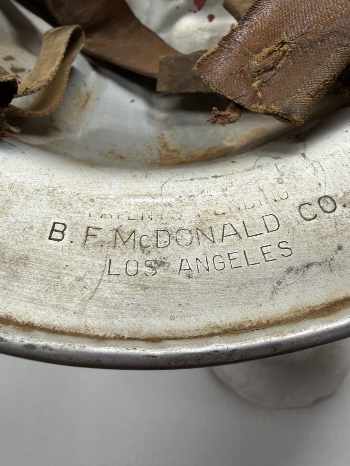 Old New Stock 1950s Vintage B.F. McDonald Aluminum Hard Hat w/Patent #s