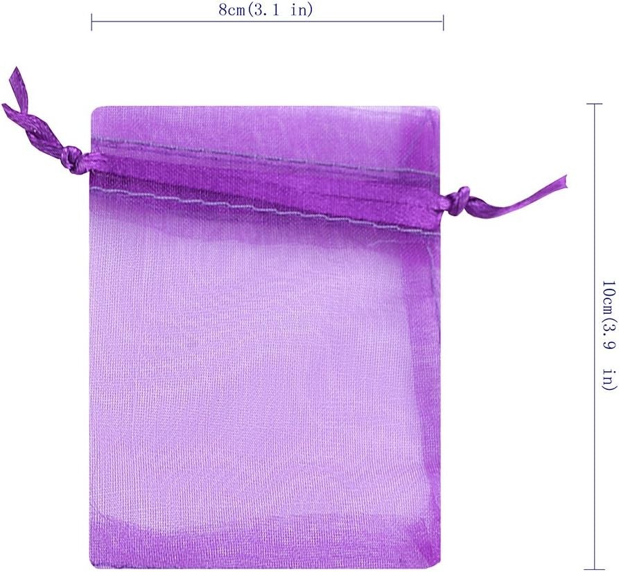 100pcs Sheer Organza Favor Bags 3×4» Jewelry 1 Count (Pack of 100), purple