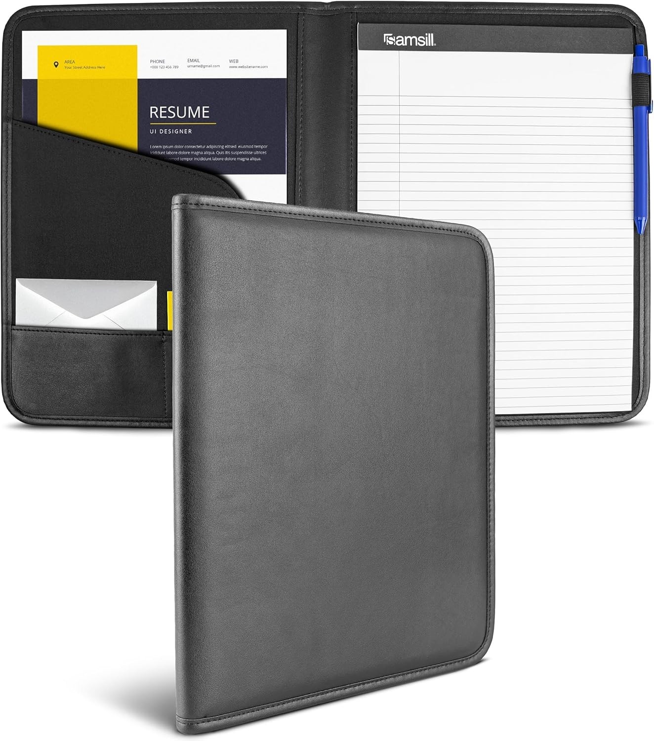 Professional Padfolio – Faux Leather Portfolio Folder for Men and Women, Leat…