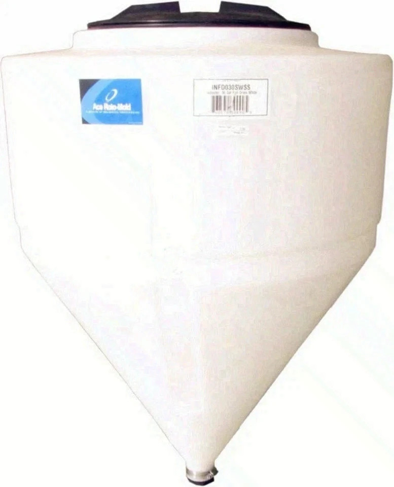 30Gallon Cone Bottom Inductor Tank Full Drain MDPE Chemical Resistant – No Stand