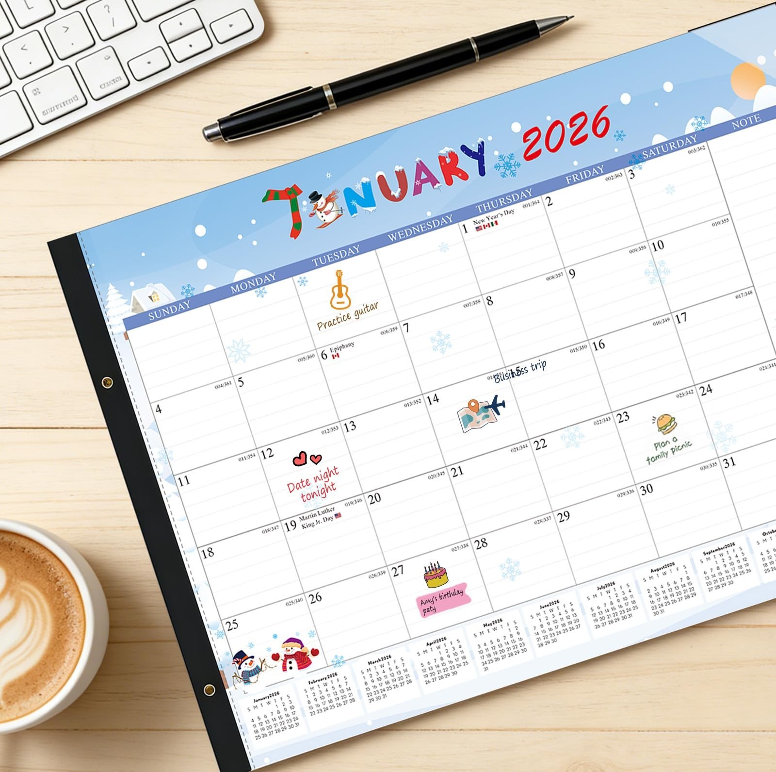 2026 Desk Calendar Large 22×17 – 01/2026-07/2027 Desk Top Calendar 2026 wi