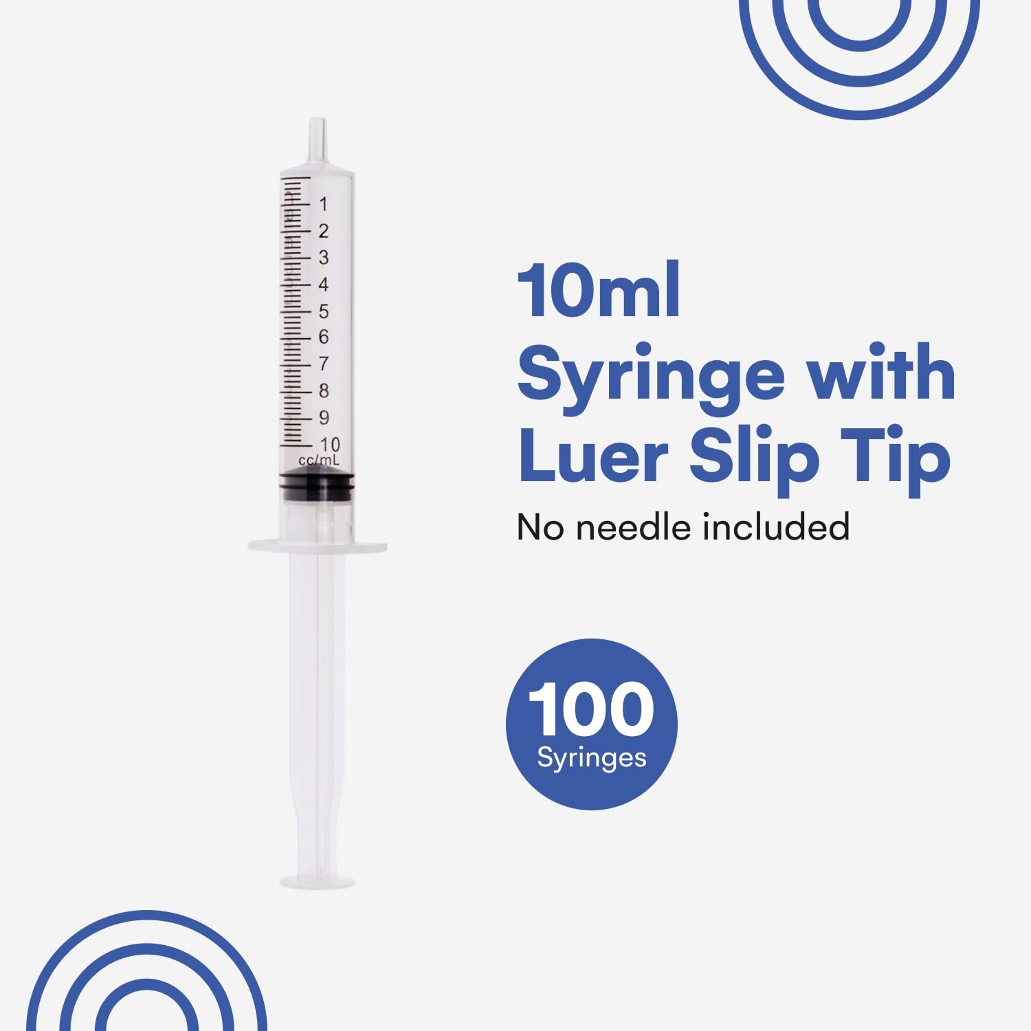 Care Touch 10ml Syringe with Luer Slip Tip – 100 100 Count (Pack of 1)