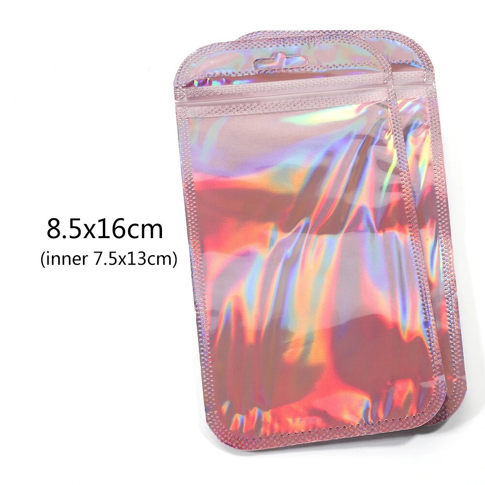 50pcs Laser Printed Bags Transparent Self-Sealing Bag Jewelry Beads Storage bags