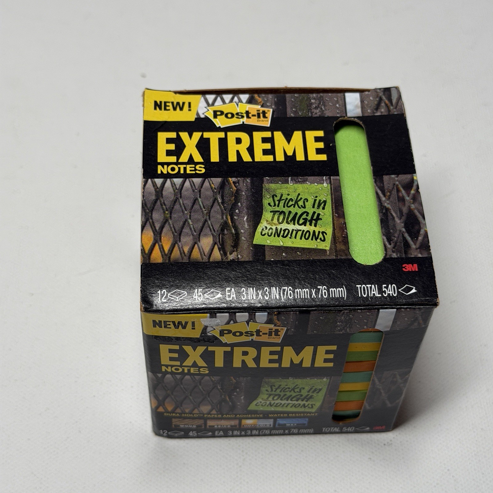 Post-it Extreme Water-Resistant Self-Stick Notes Multi-Color 3×3 12 Pads 540