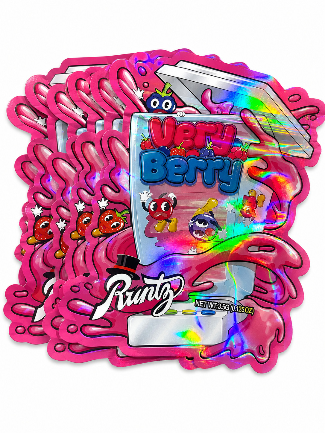 3.5g Smell Proof Mixed Holographic Candy Mylar Bags Resealable Pouches 25-100pcs