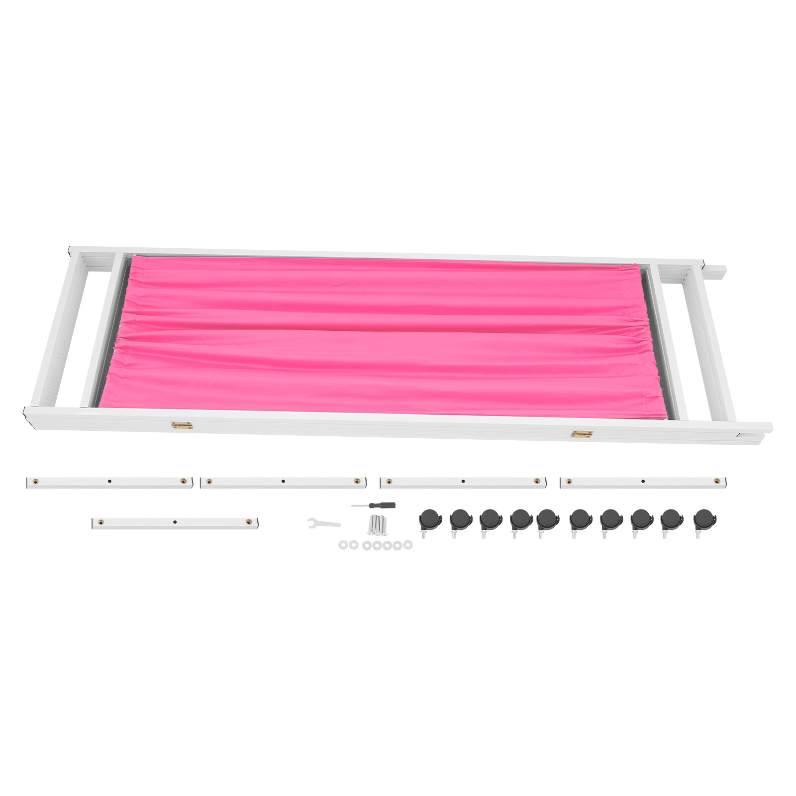 4 Panels Foldable Medical Room Divider Portable Medical Privacy Screen Pink