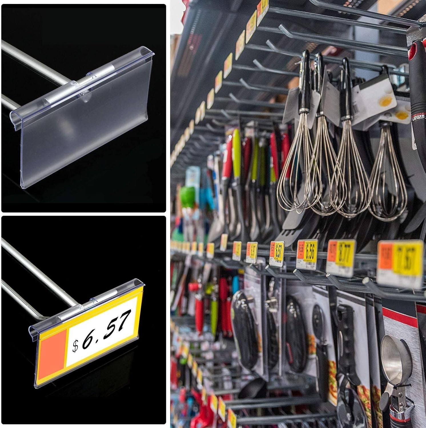 Versatile 50 Pcs Shelf Tag Holders – Durable PVC with Double Snap Lock Design