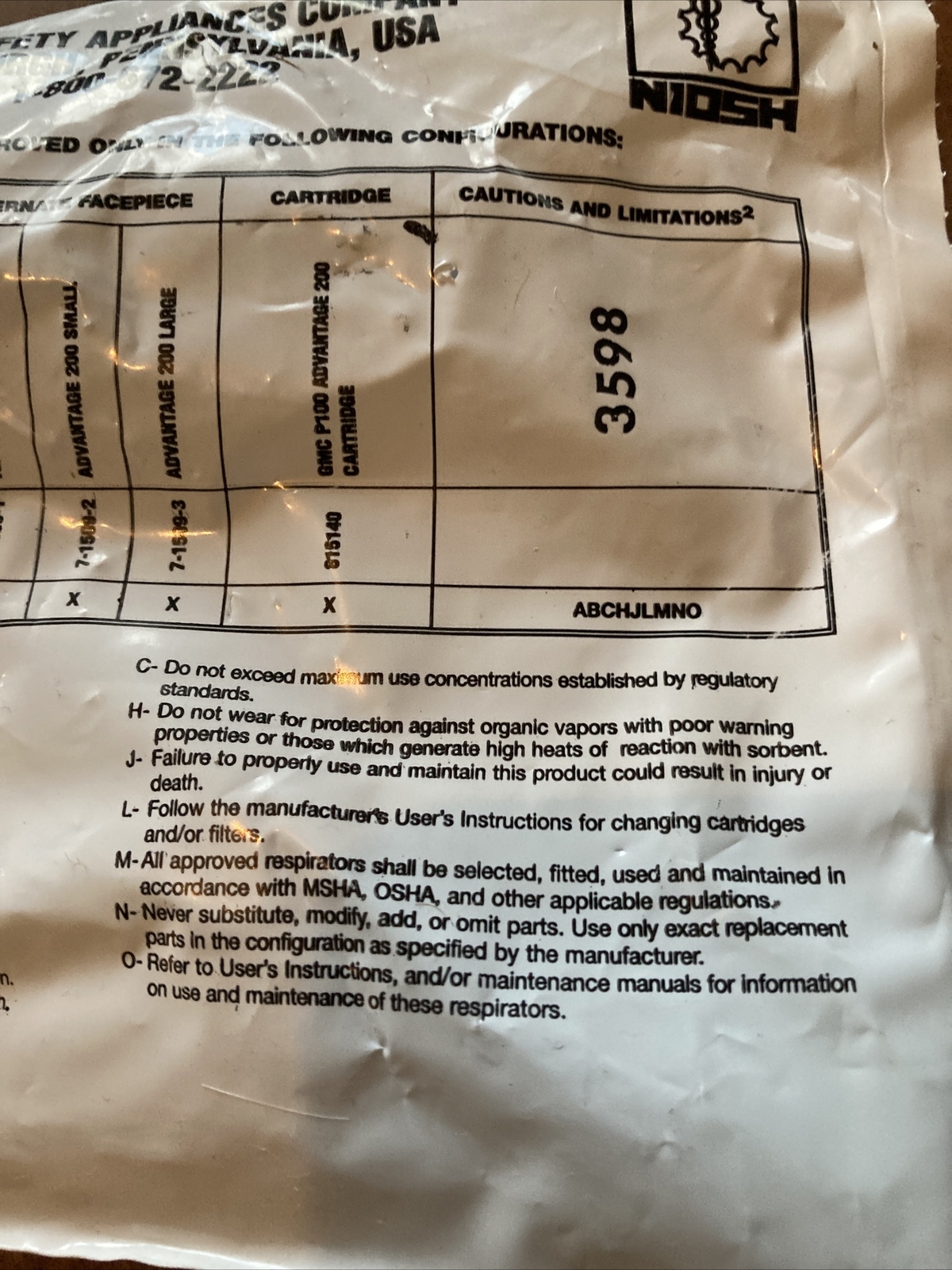 MSA Advantage 200 Combination Cartridges GMC-P100 815364 (815140)