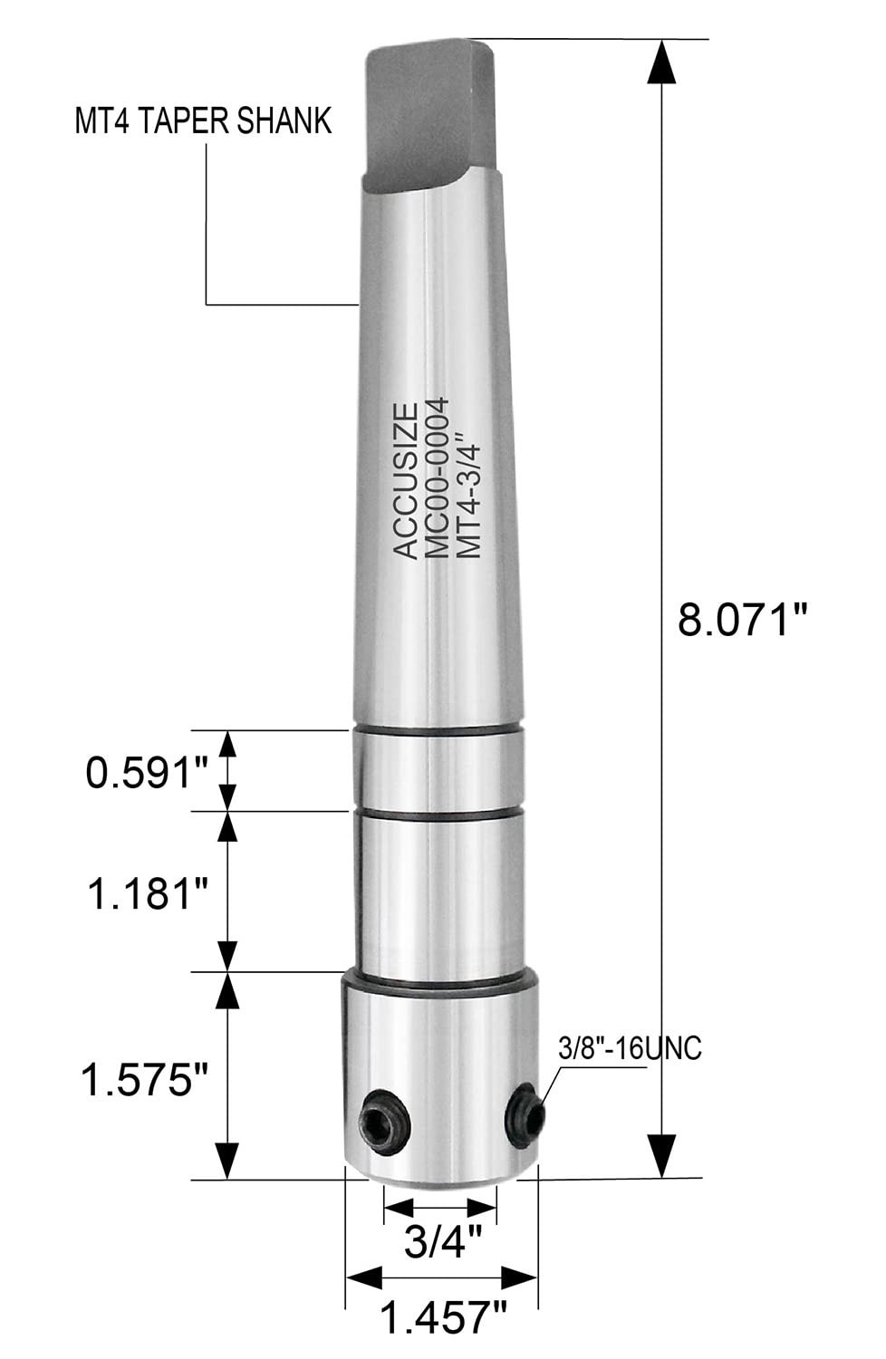 Accusize Industrial Tools Magnetic Drill Annular Cutter Arbor Mt4 to 3/4» We…