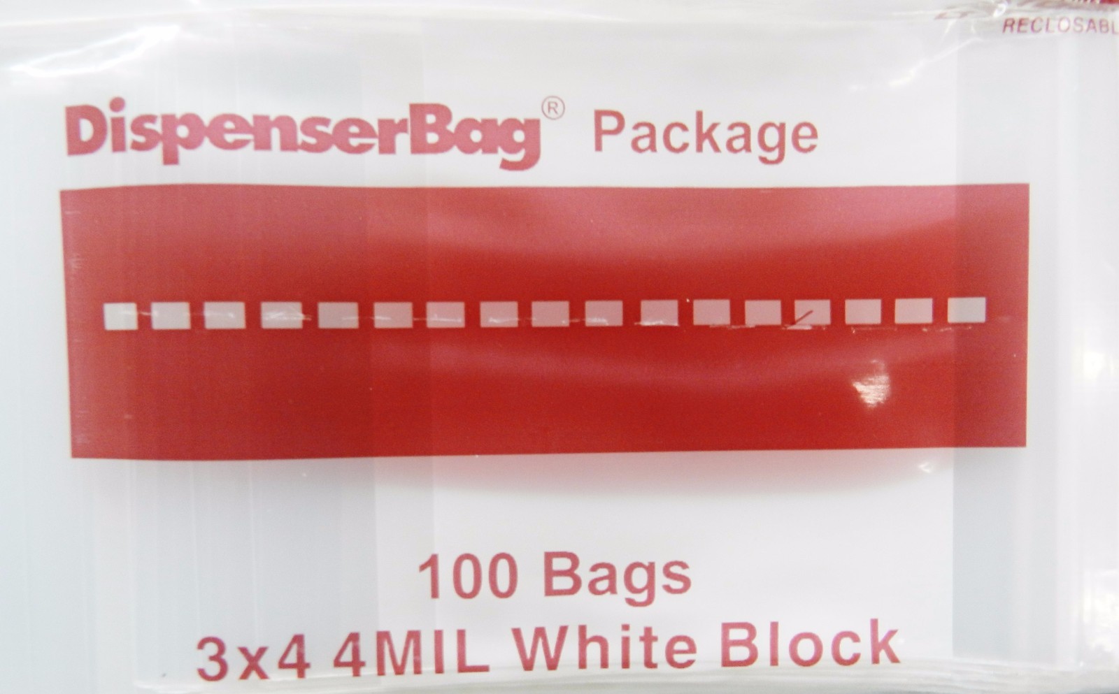 100 Reloc 3×4 Reclosable 4 mil Top Lock Bags WHITE BLOCK Poly 3″ x 4″ THICK Bag