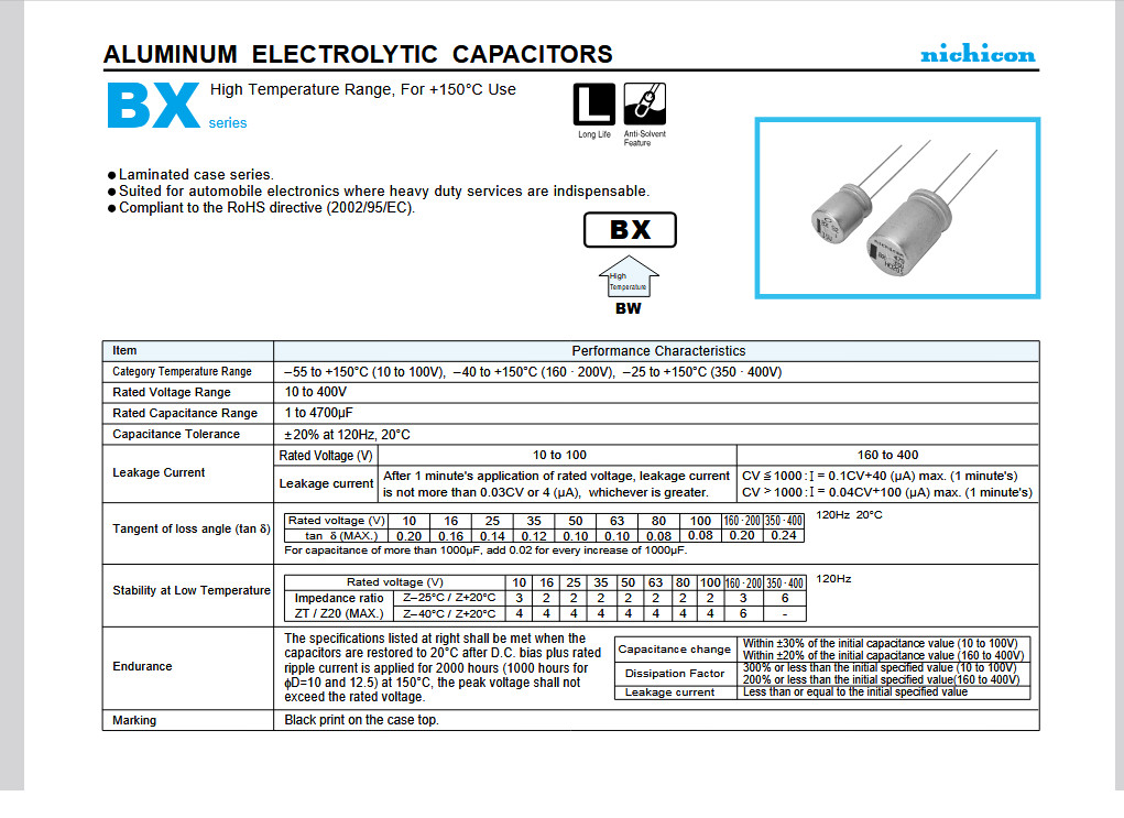 QTY (20) 100uf 100V HI TEMP 150 DEGREE RADIAL ELECTROLYTIC UBX2A101MHL NICHICON