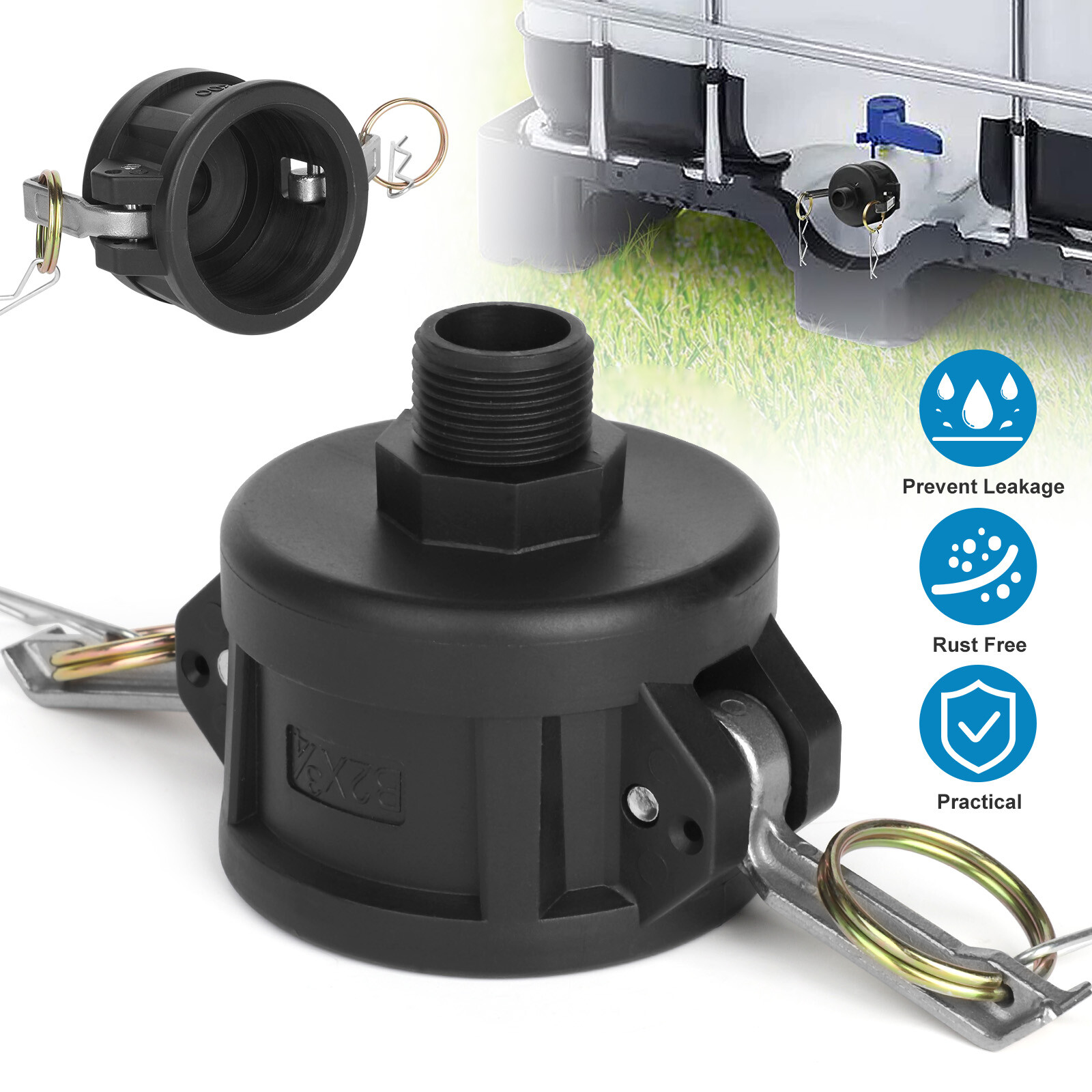 275 330 Gallon IBC Tote Water Tank Drain Adapter 2″Cam Lock for 3/4″ Garden Hose