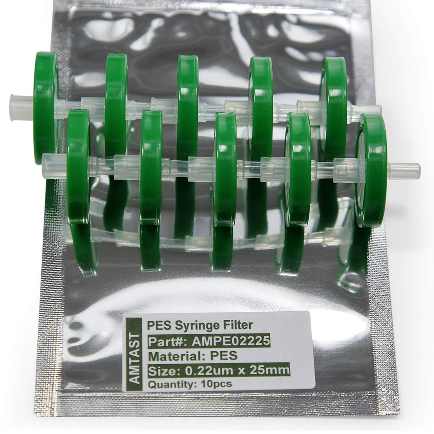 100PCS PES Syringe Needle Filter 25mm 0.22μm Disposable Hydrophilic Prefilter GC