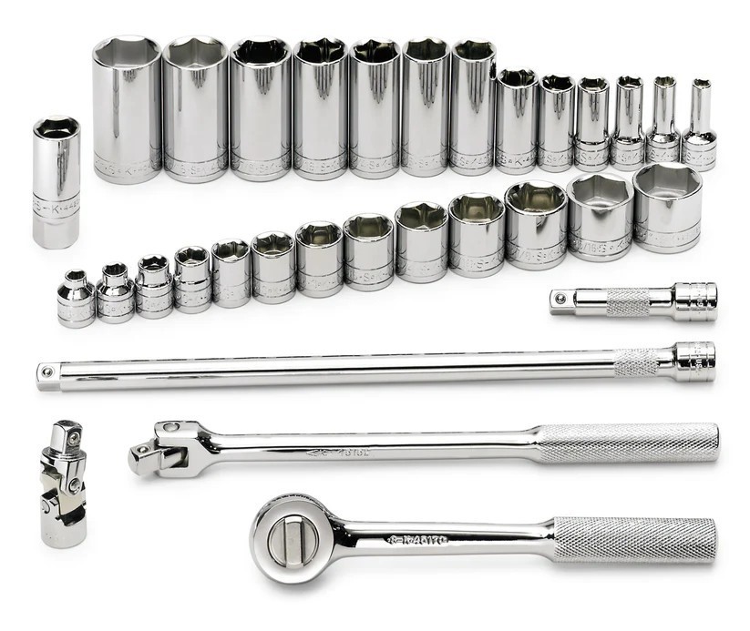 SK Tools 4532 32 Piece 3/8″ Drive 6 Pt Std and Deep SAE Socket Set