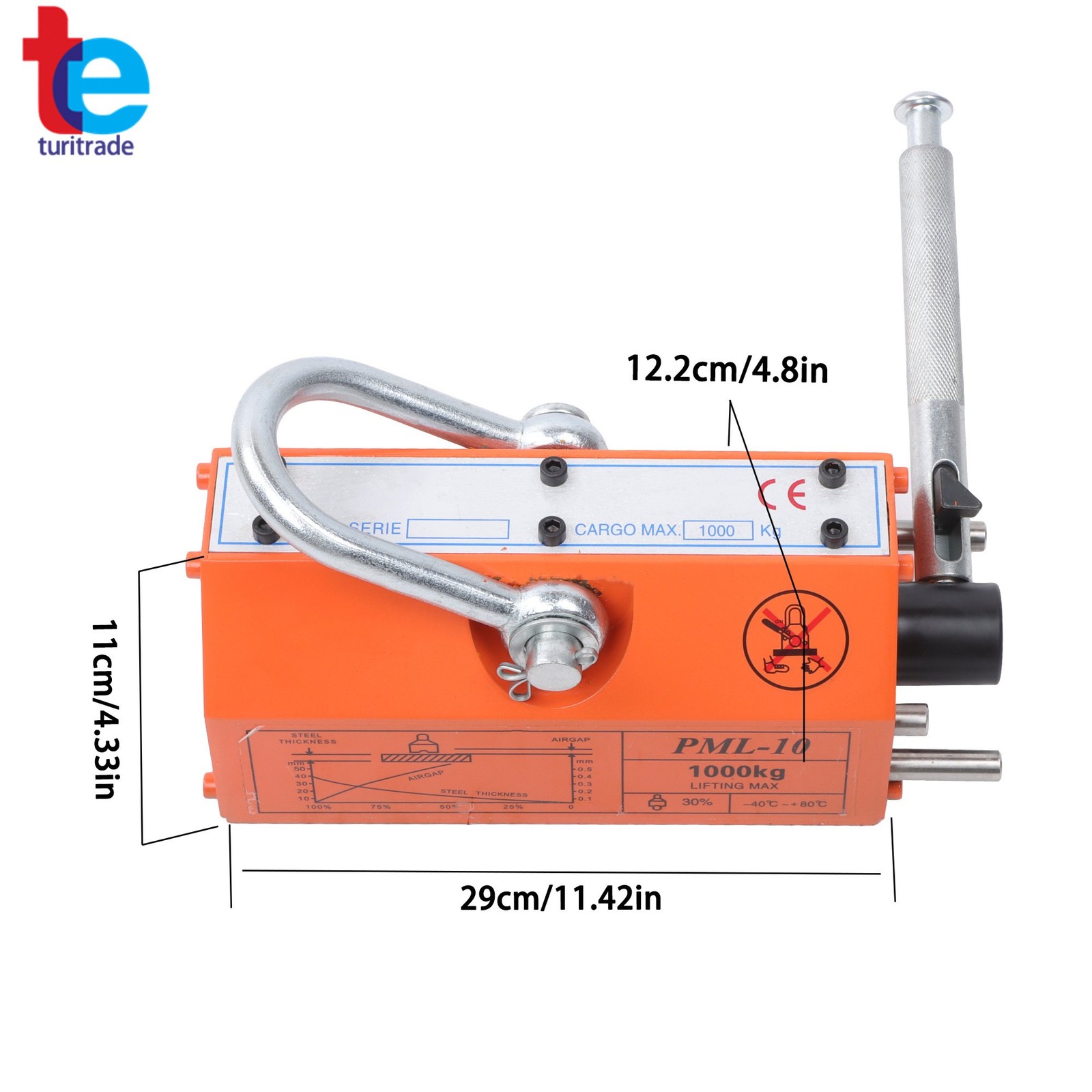 2 Safety Factor 2200Lbs/1000kg Magnetic Lifter Lifting Magnet Neodymium Hoist