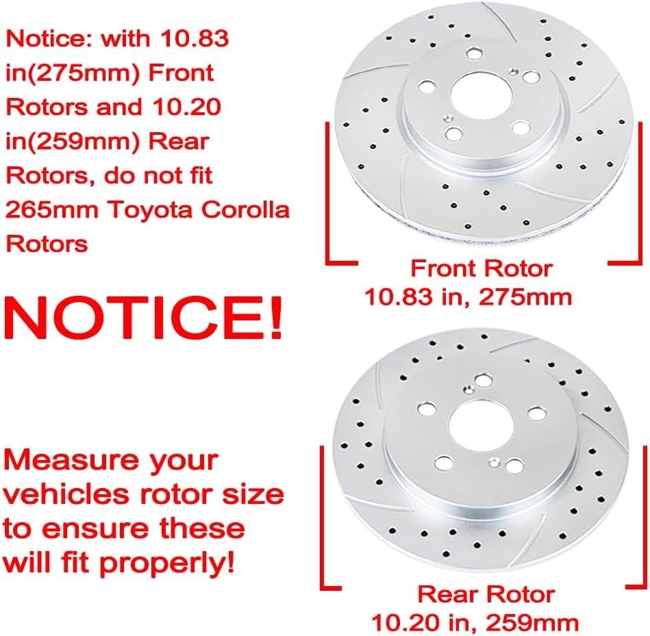 Front Rear Brake Kit for 2.4L Accord Drilled Slotted Rotors Ceramic Pads