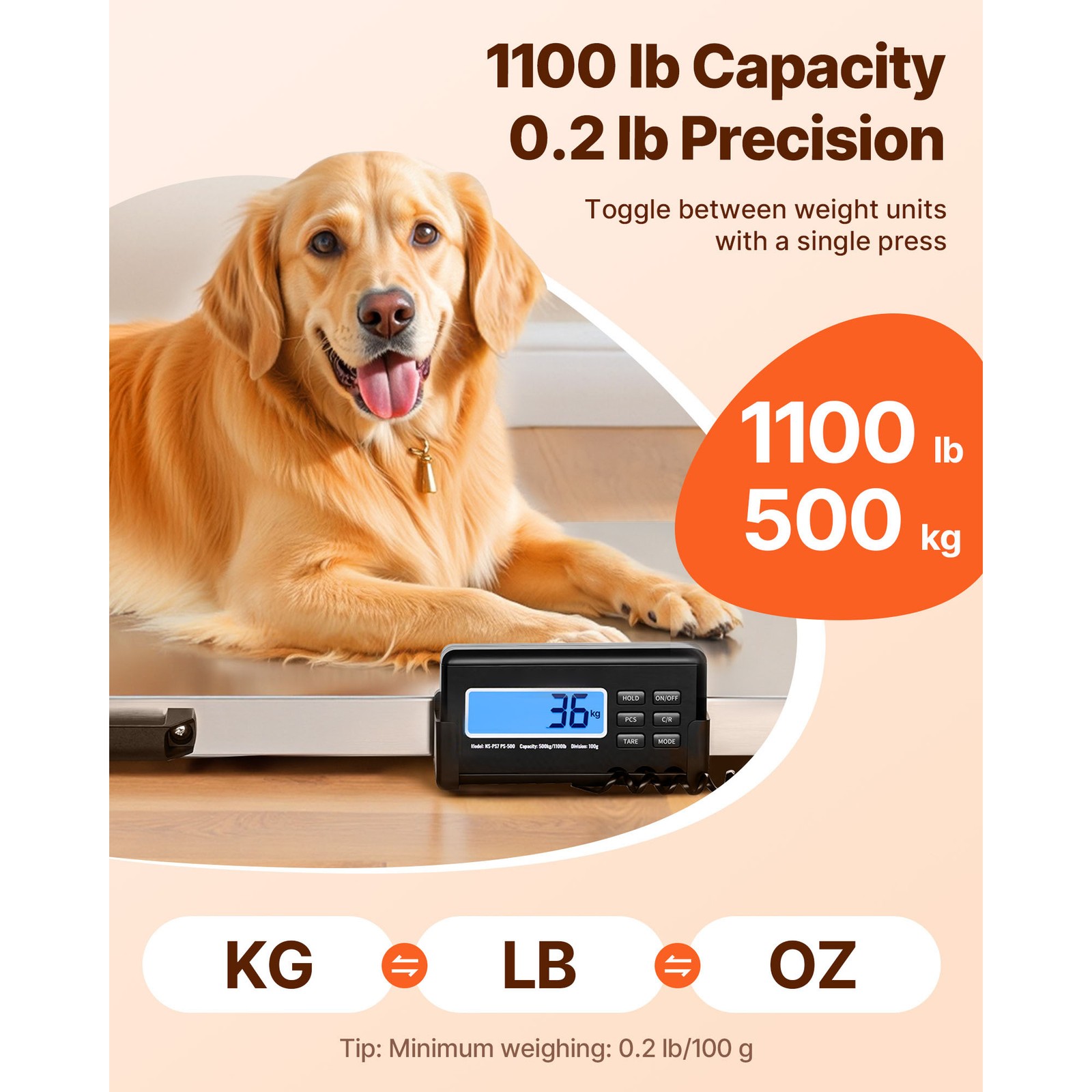 Uimoso 1100 lbs Digital Shipping Scale with 0.2 lbs Precision for Postal Use