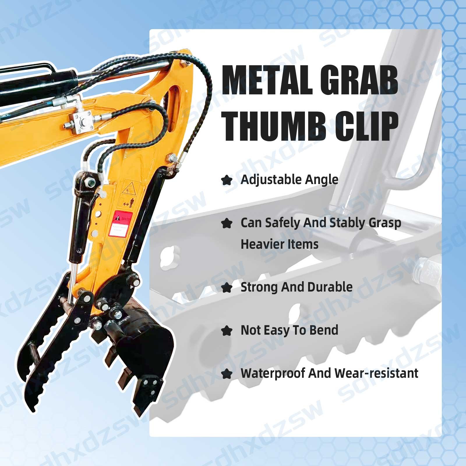 TYPHON Hydraulic Thumb Clip For 0.8Ton-2Ton Mini Excavators Attachments 3-Holes