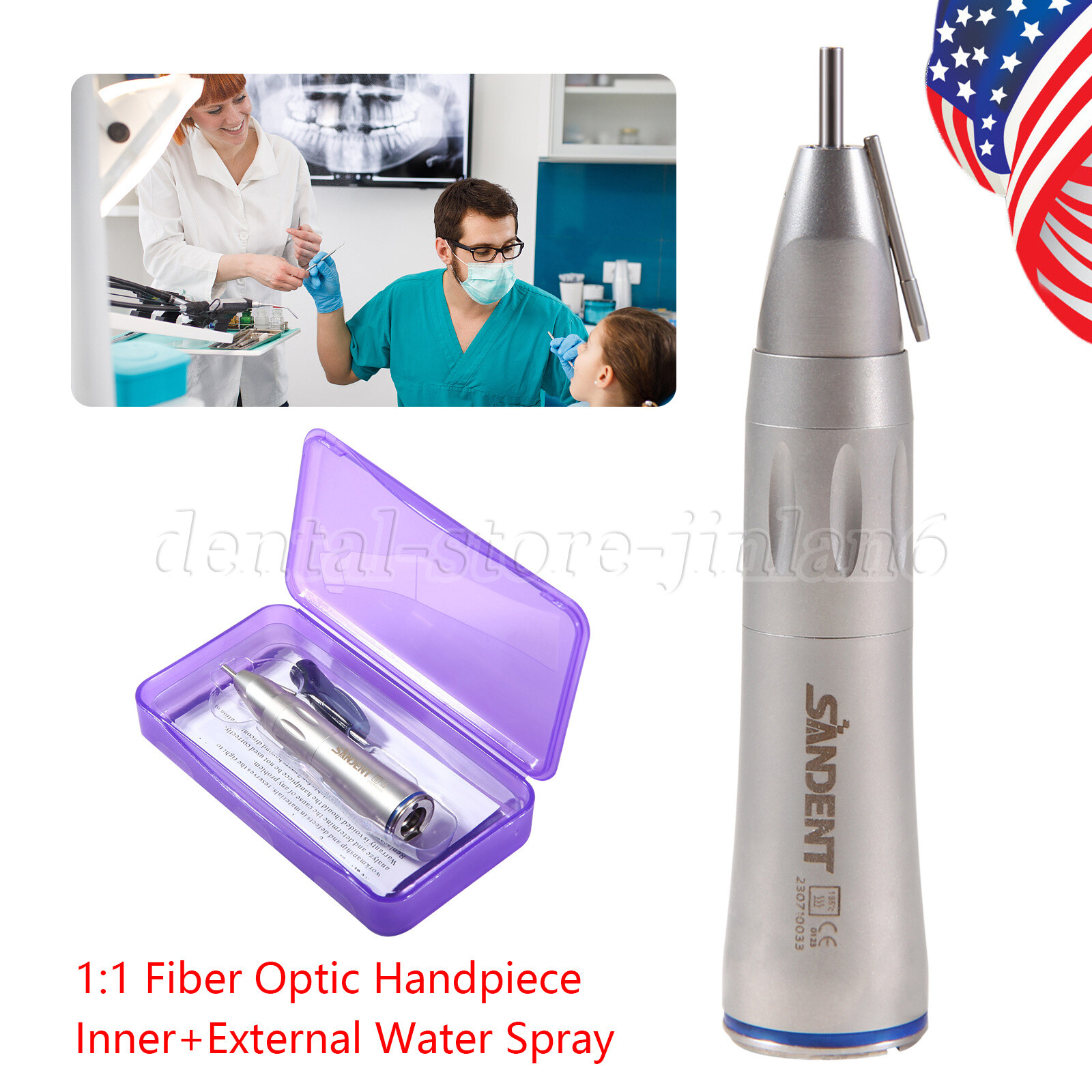 Dental 1:1 LED Fiber Optic Low Speed External Straight Surgical Handpiece COXO