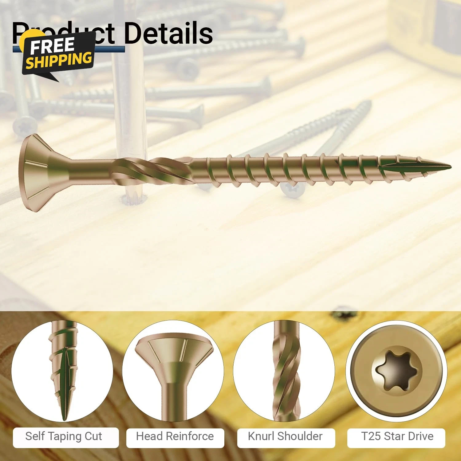 Deck Screws 3 Inch, #10 X 3, 5Lb, Rust Resistant, Brown Epoxy Coated