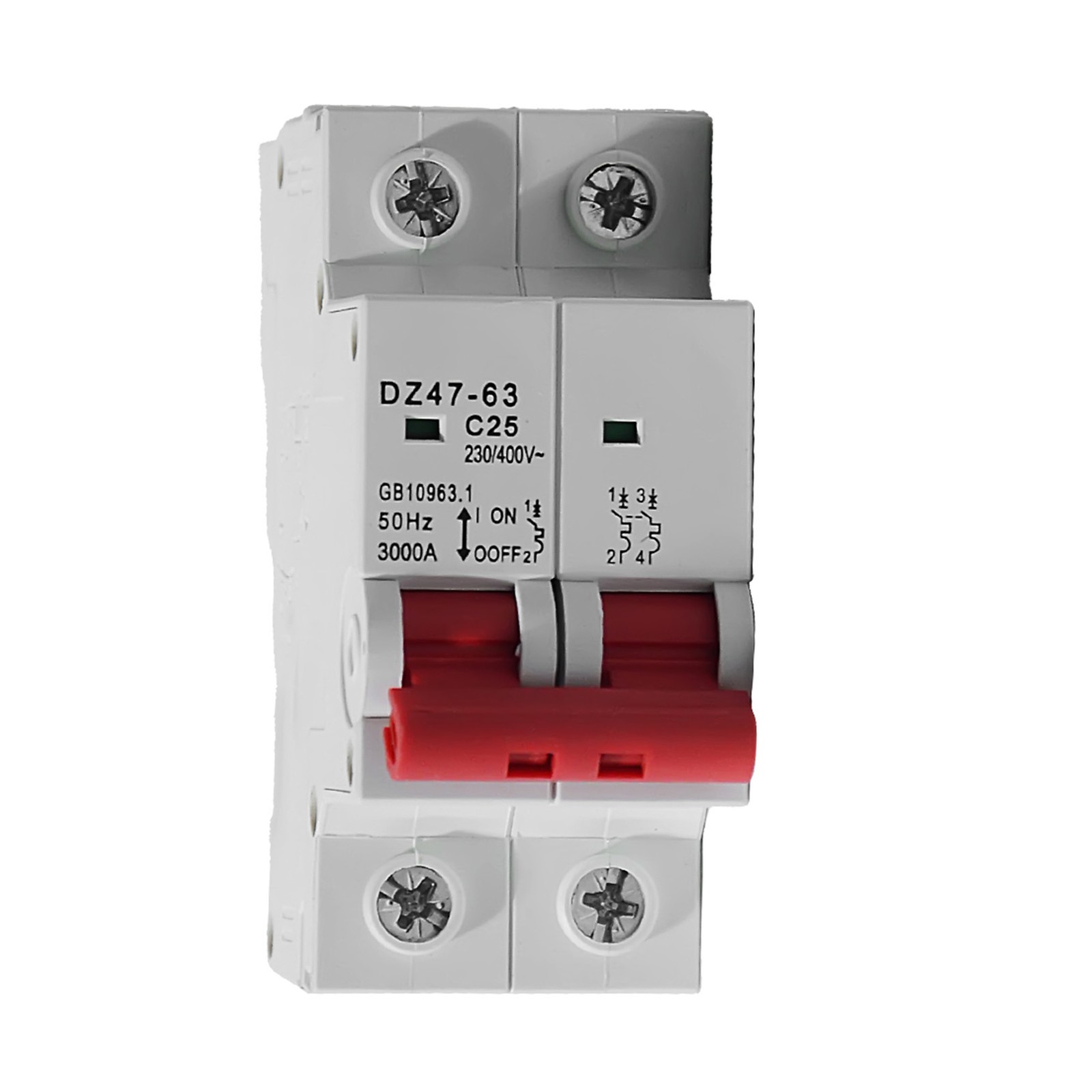 AC/DC MCB Mini Circuit Breaker 1/2/3P Type C 6 10 16 25 32 40 63 80 100 125Amp