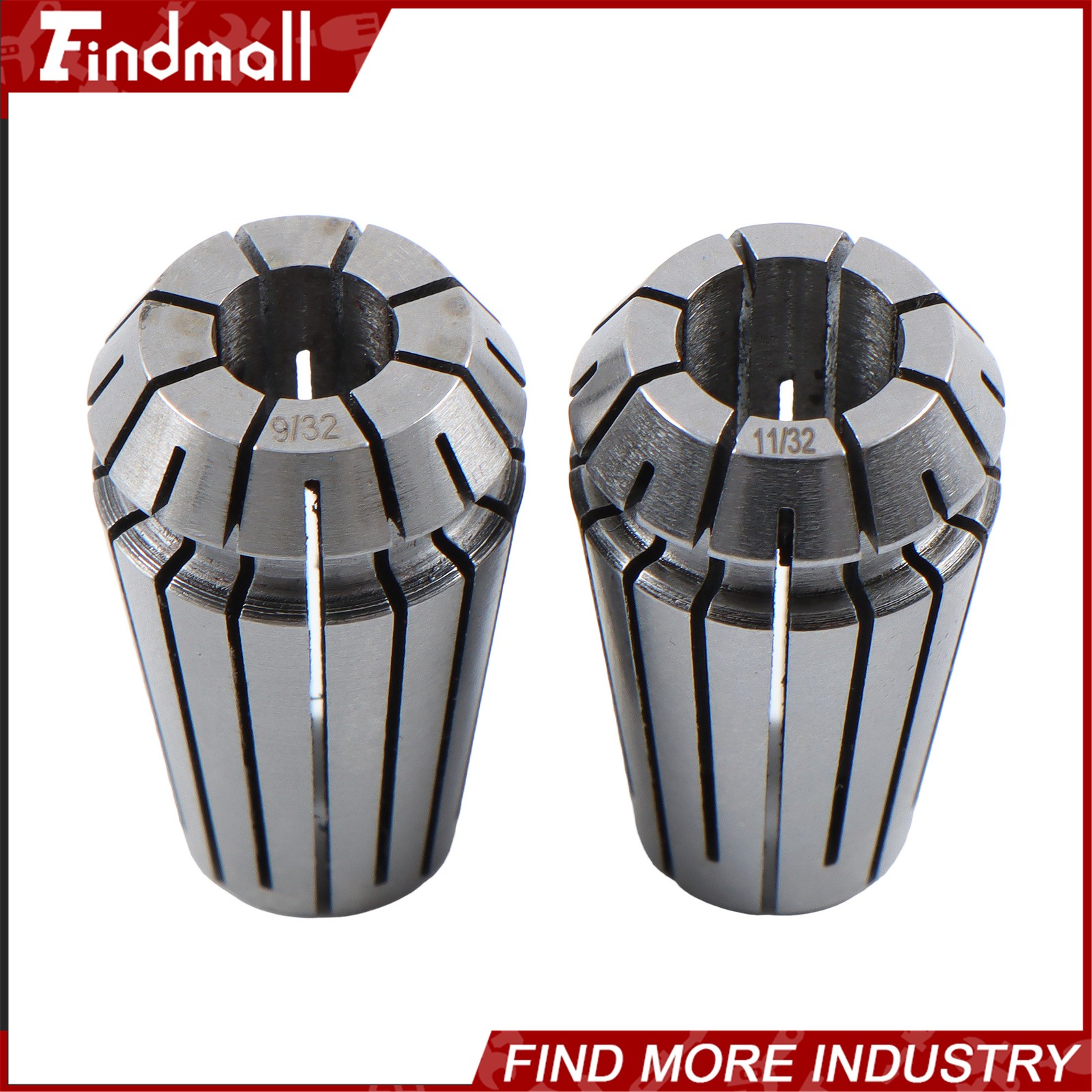 Findmall ER16 Collet Set 10 Pack Precision 3/32 to 3/8 Inch by 32nds 0.0002 TIR