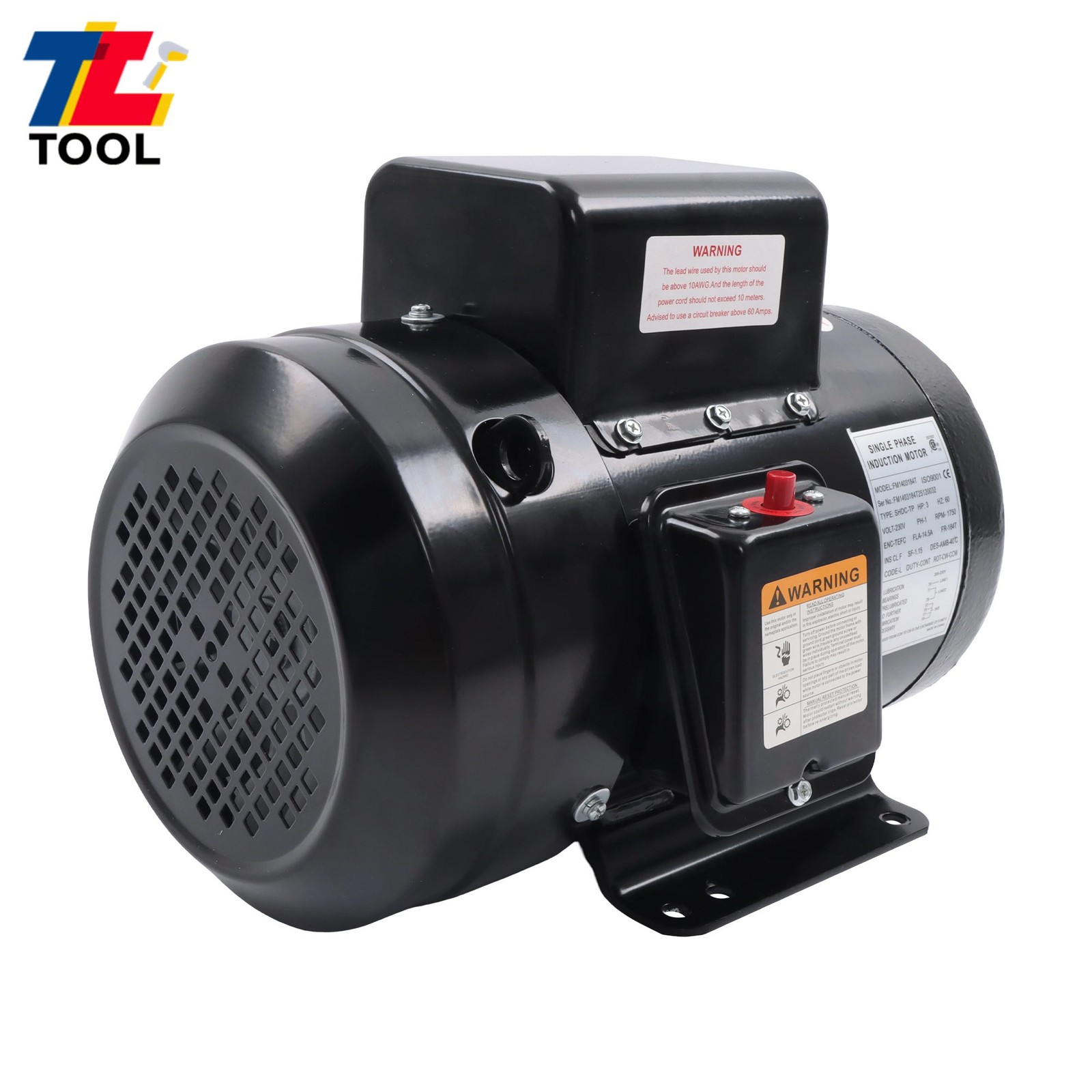 Farm Duty 3HP Motor 1800 RPM TEFC 184T 1 Phase 208/230V 60Hz Reversible