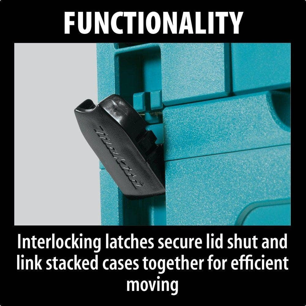 15.5 In. Large Interlocking Tool Box | Makita X Storage Portable Plastic Blue