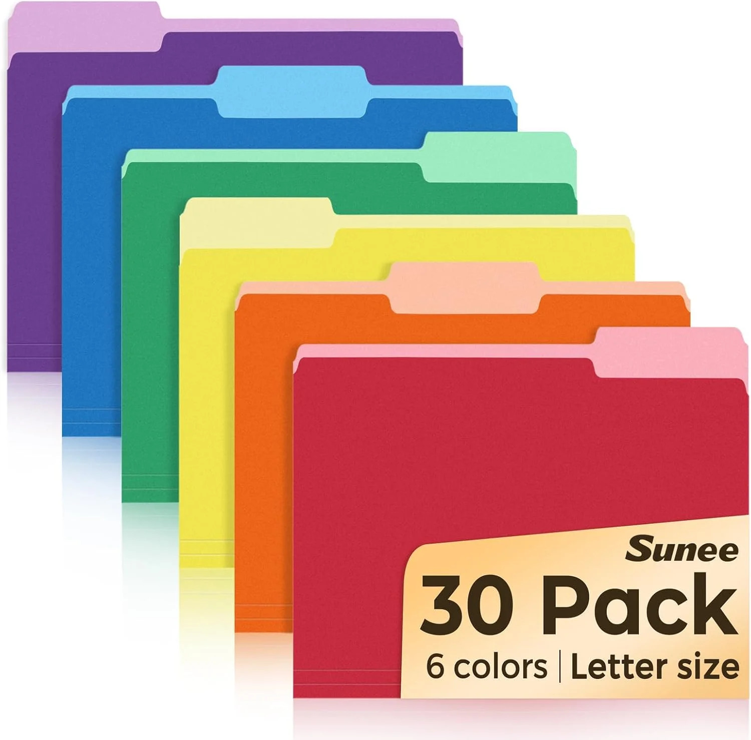 SUNEE File Folders, 30 Pack Manilla Folders 8.5 x 11, Colored File Folders Home