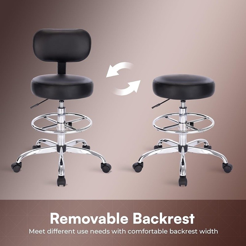 Adjustable Drafting Stool Ergonomic Rolling Chair Comfortable Office Bar Height