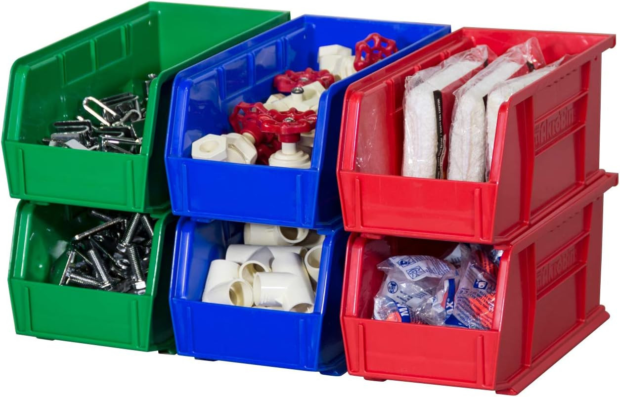 Red Stackable Storage Bins, 24-Pack, 5x4x3 Inch, Plastic Organizer Bins