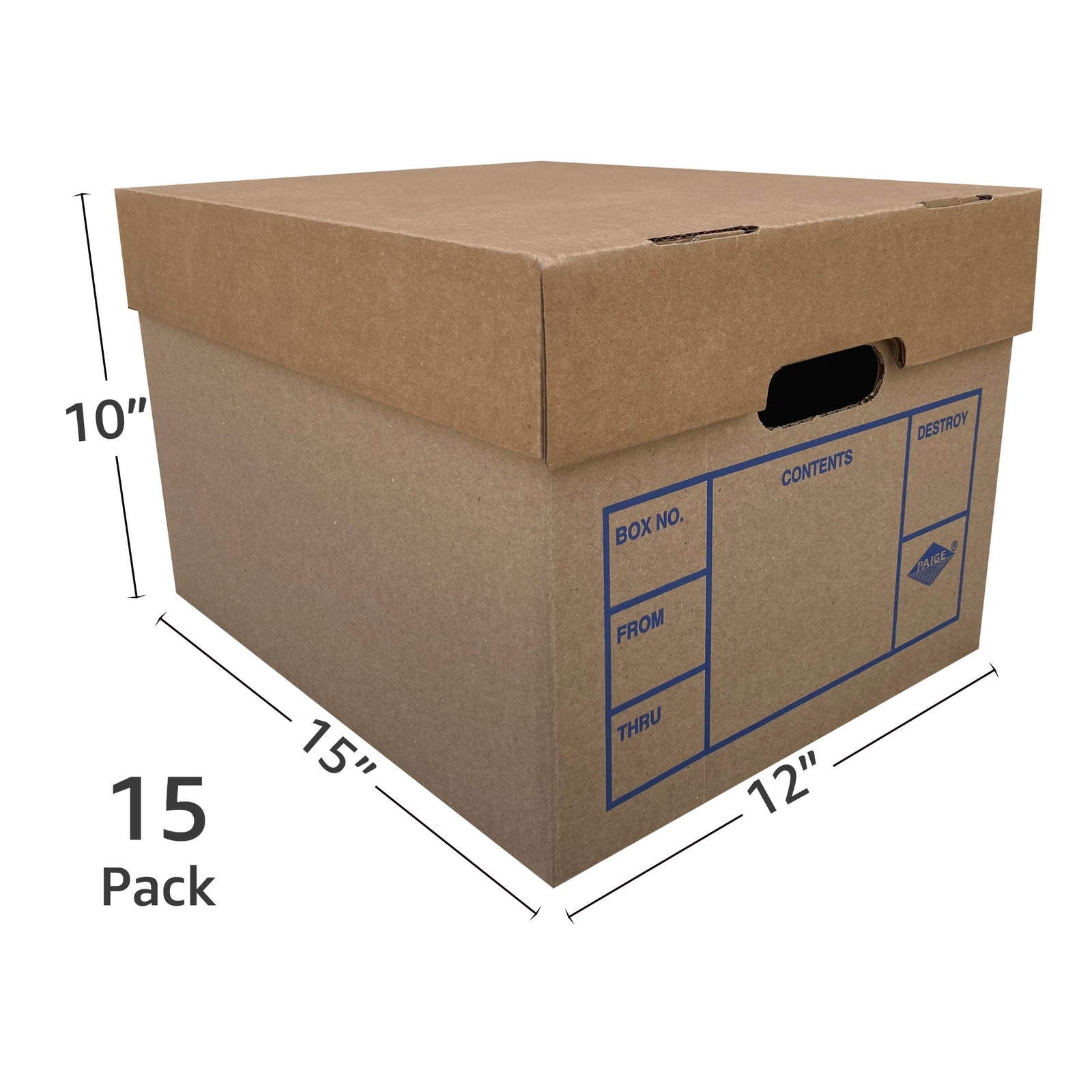 UBMOVE File Boxes 200# Strength, Small, 15″ x 12″ x 10″, 15 Pack