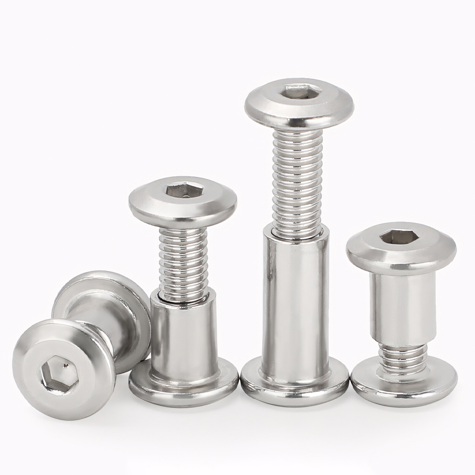 FURNITURE CONNECTOR BOLTS & CAP NUTS, FLAT HEAD ALLEN KEY SCREWS STAINLESS STEEL