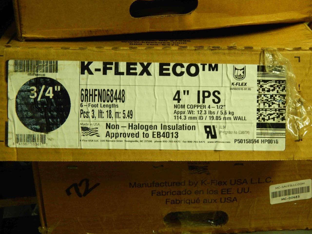 K-Flex Eco 6RHFN068448 4″IPS Insulation (4.5ID) X 3/4″ W, 3/18