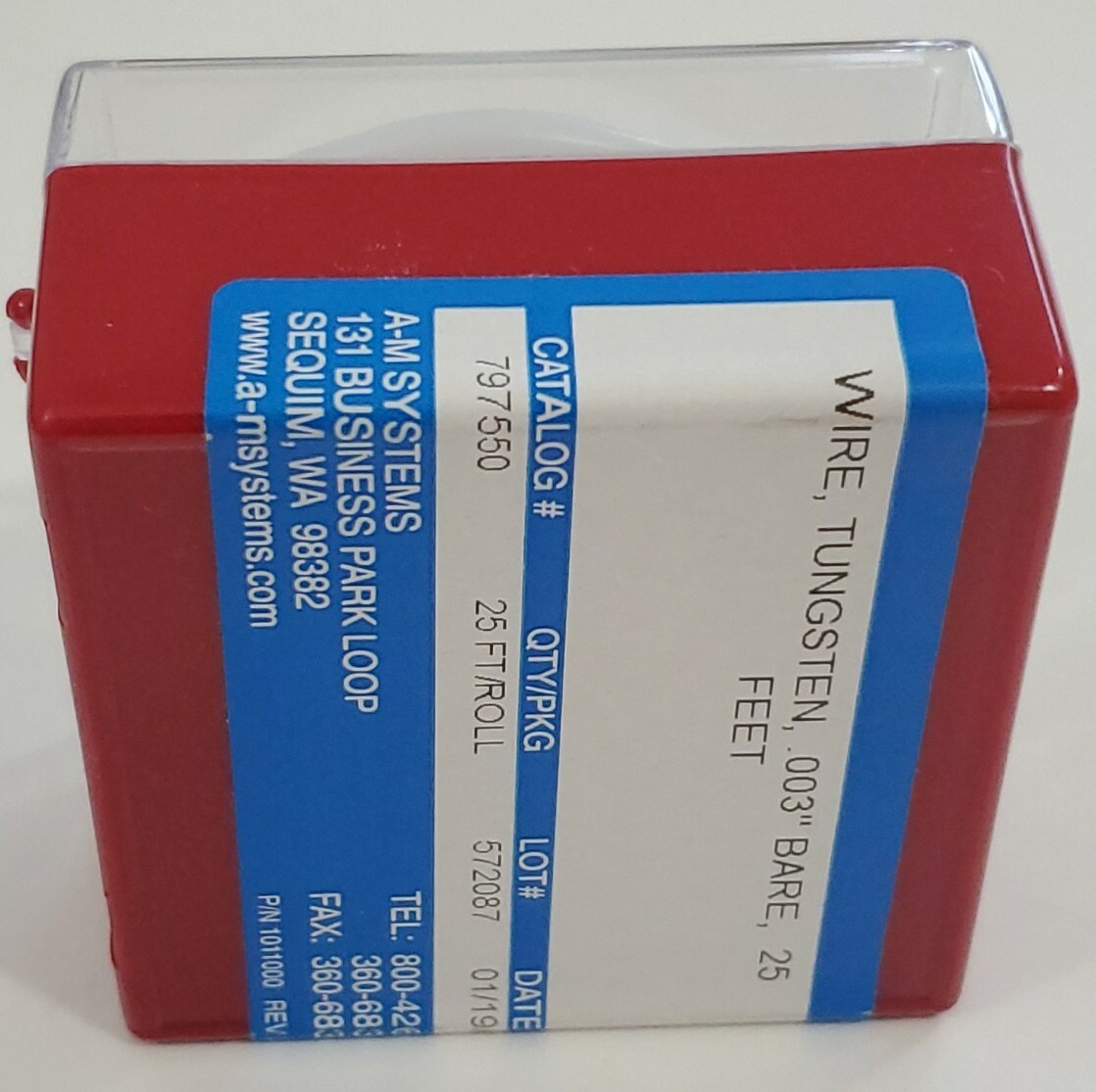 *NEW* A-M Systems 797550 Bare Tungsten Wire 0.003″ 25Ft Spool + Warranty!