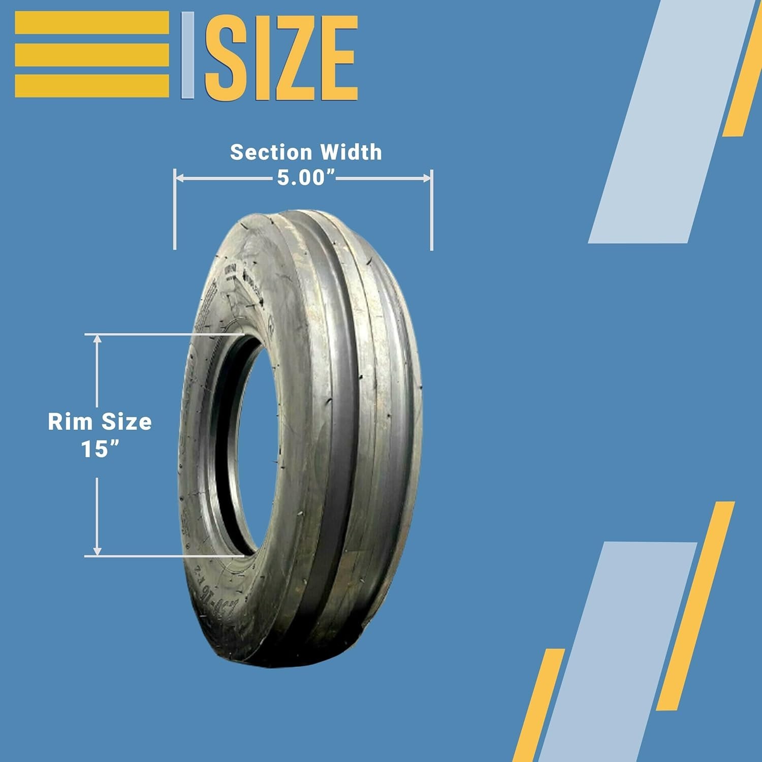 TWO NEW 5.00-15 5.00×15, 3 Rib F2 Tractor Farm 2 TIRES
