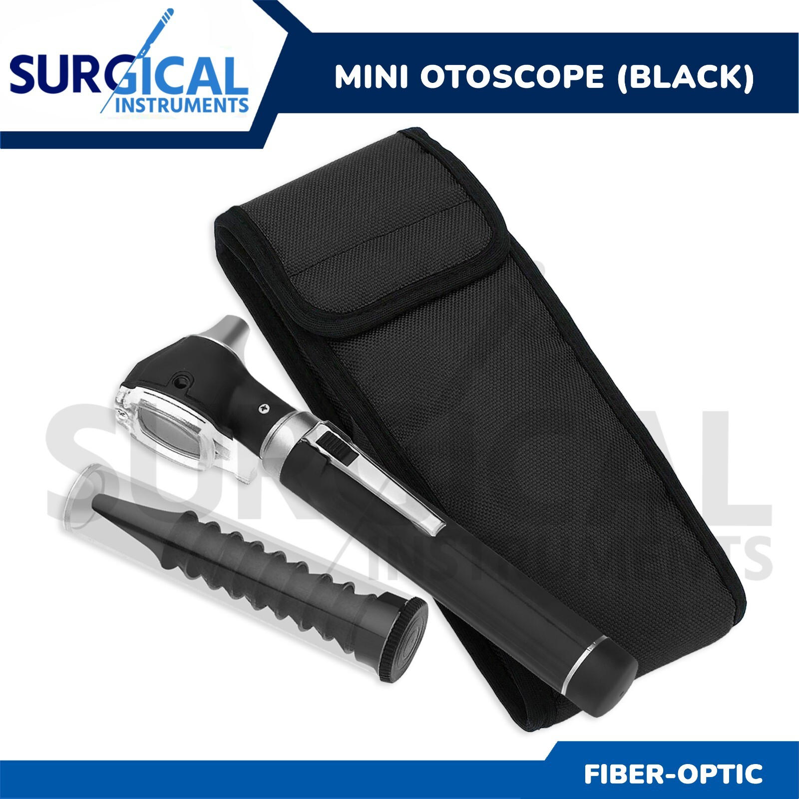 Fiber Optic Mini Otoscope Black Color (Diagnostic Set) High Quality Material