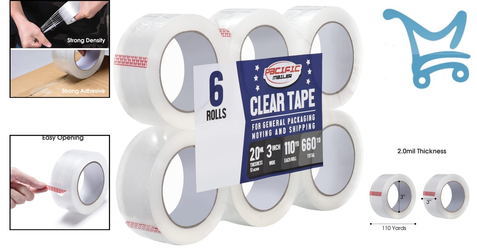 Clear Packing Tape 3 Inch Waterproof Packaging Tape for Shipping Moving Sealing