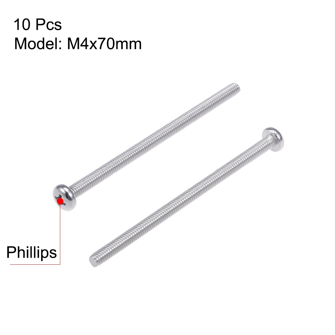 M4x70mm Machine Screws Pan Phillips Cross Head Screw Fasteners Bolts 10Pcs