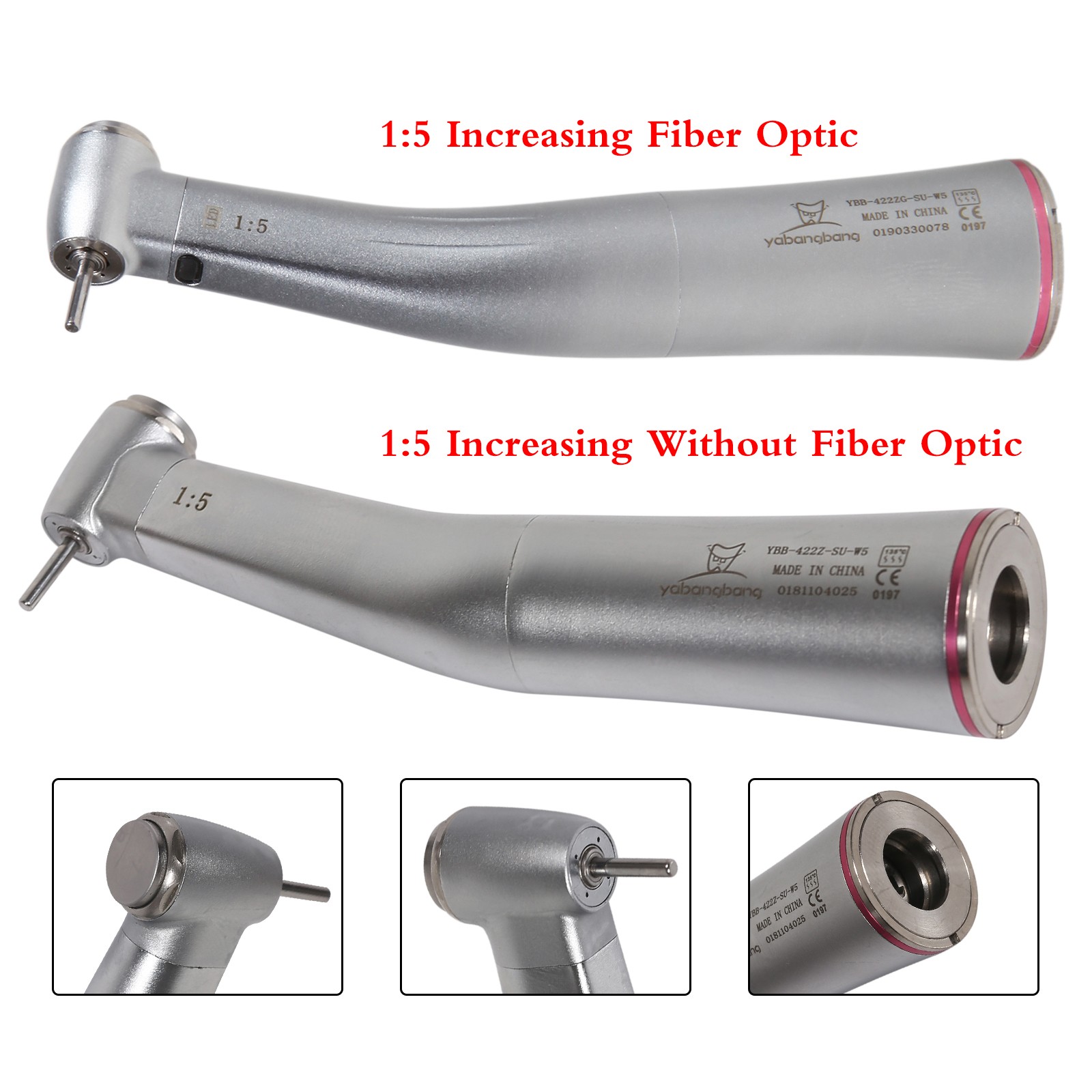 Dental 1:5 Fiber Optic LED Contra Angle Handpiece fit NSK E-type Electric Motor