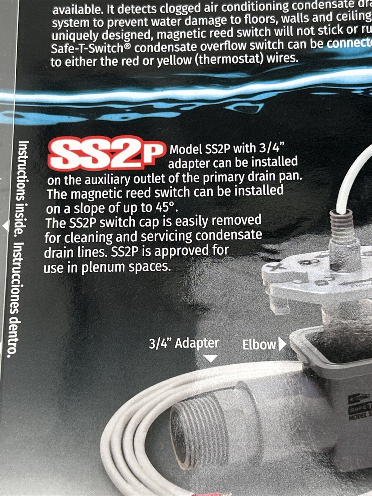 Safe-T-Switch SS2P Plenum Rated Overflow Shut Off Switch – Rectorseal 97088