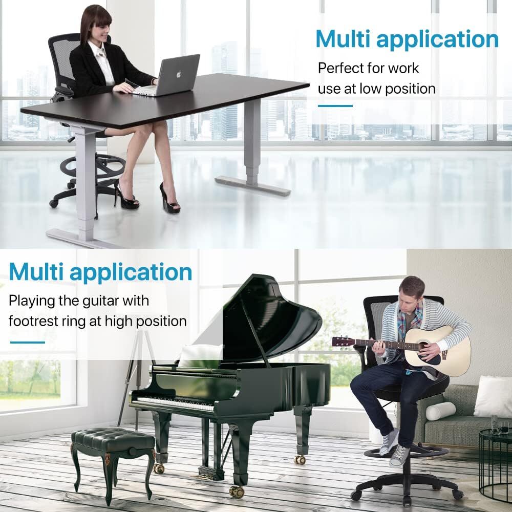 Drafting Chair Tall Office Chair Ergonomic Desh Chair with Lumbar Support Black