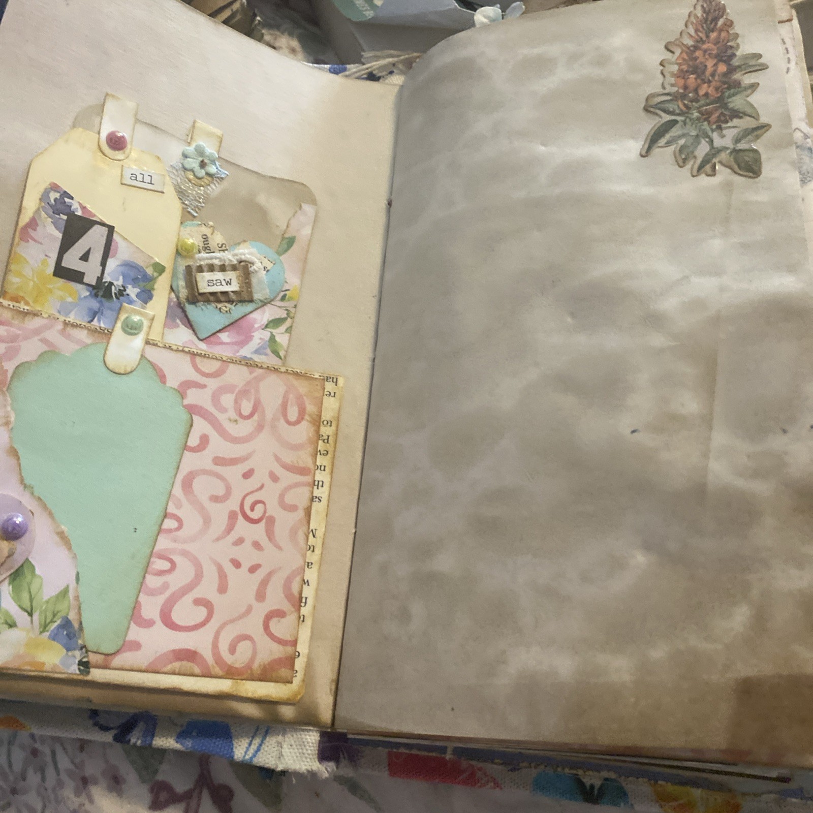Junk Journal Handmade with pockets, belly bands, tucks journal cards, tags