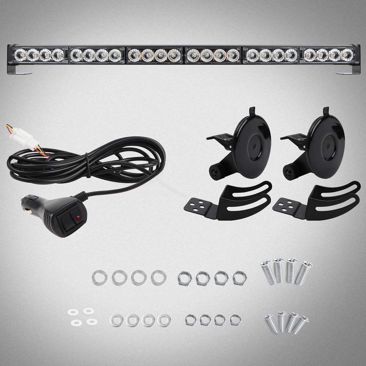 27″ LED Strobe Light Bar Cigar Lighter 13 Patterns Waterproof for Trucks