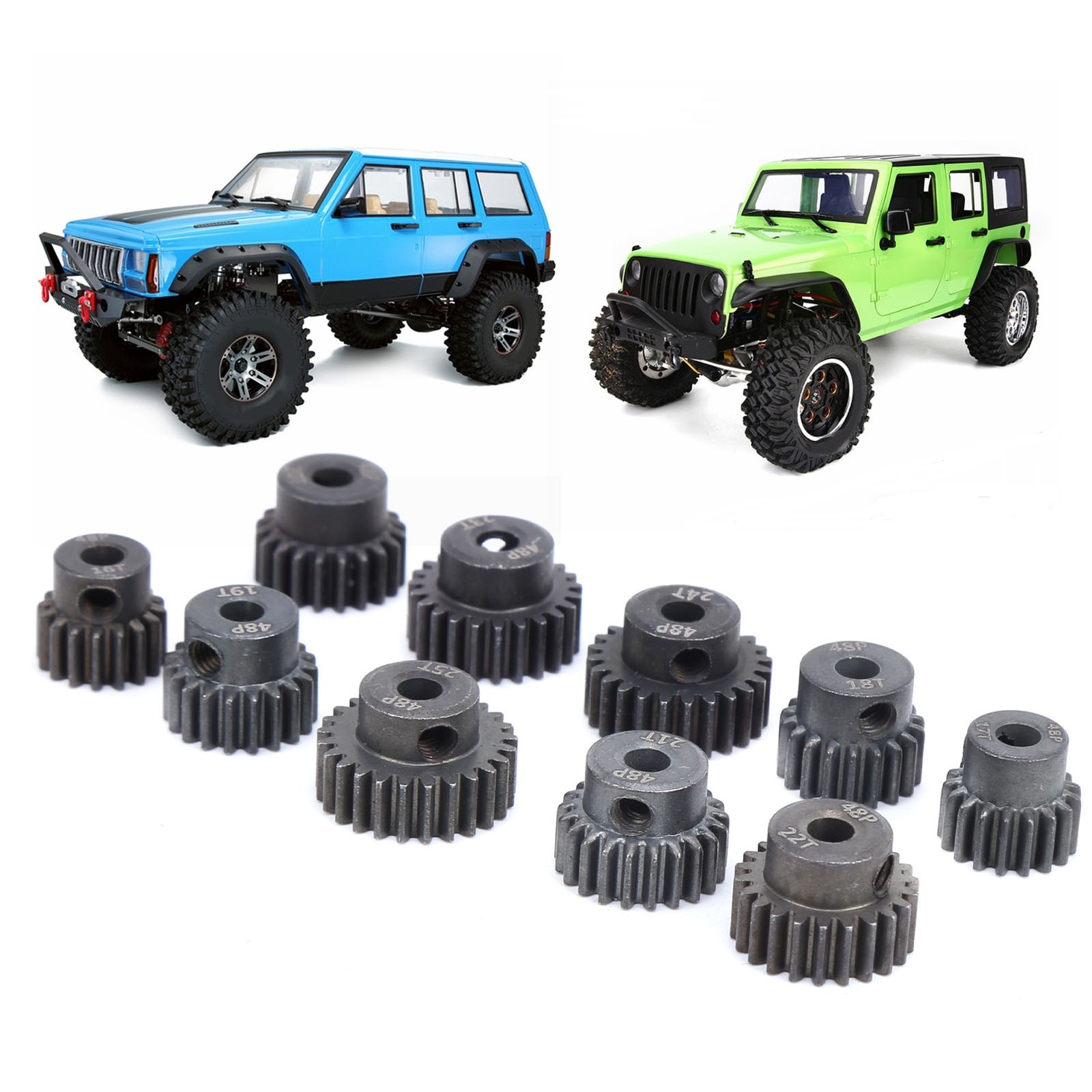 10Pcs/Set 16T‑25T 7075 48P Steel RC Car Motor Gear Pinion For 1/8 1/10 Brushless